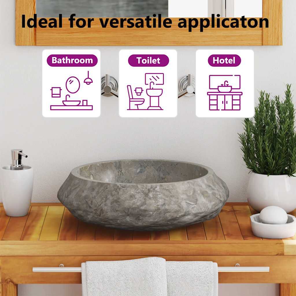 vidaXL Νιπτήρας Γκρι Ø40x12 εκ. Μαρμάρινος