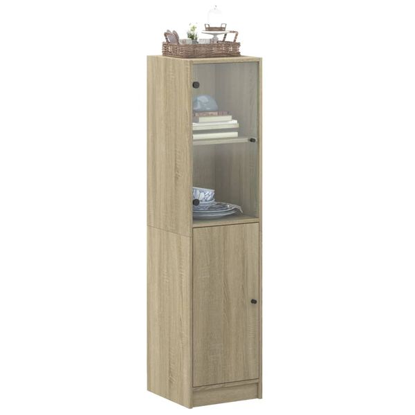 vidaXL Ντουλάπι Sonoma Δρυς 35 x 37 x 142 εκ. με Γυάλινη Πόρτα