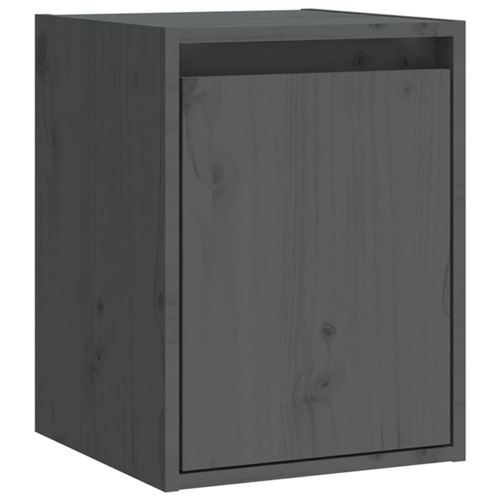vidaXL Ντουλάπια Τοίχου 2 τεμ. Γκρι 30x30x40 εκ. Μασίφ Ξύλο Πεύκου