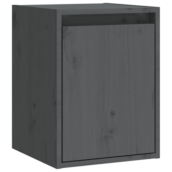 vidaXL Ντουλάπια Τοίχου 2 τεμ. Γκρι 30x30x40 εκ. Μασίφ Ξύλο Πεύκου