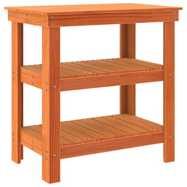 vidaXL Πάγκος εργασίας με ράφι Καφέ κεριού 78.5 x 50 x 80 εκ.