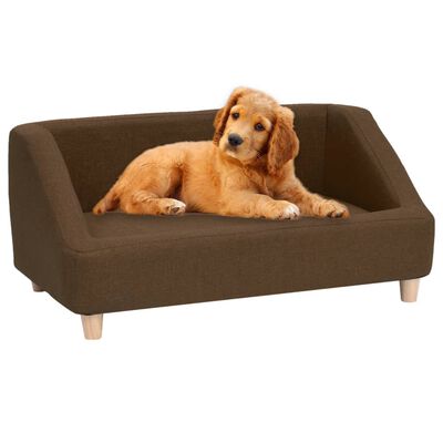 vidaXL Καναπές - Κρεβάτι Σκύλου Καφέ 85 x 50 x 39 εκ. Λινό Ύφασμα