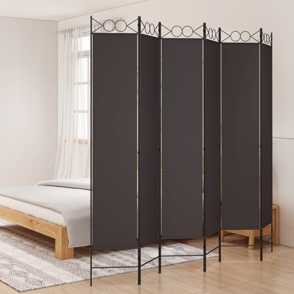 vidaXL Διαχωριστικό Δωματίου με 6 Πάνελ Καφέ 240x220 εκ. από Ύφασμα