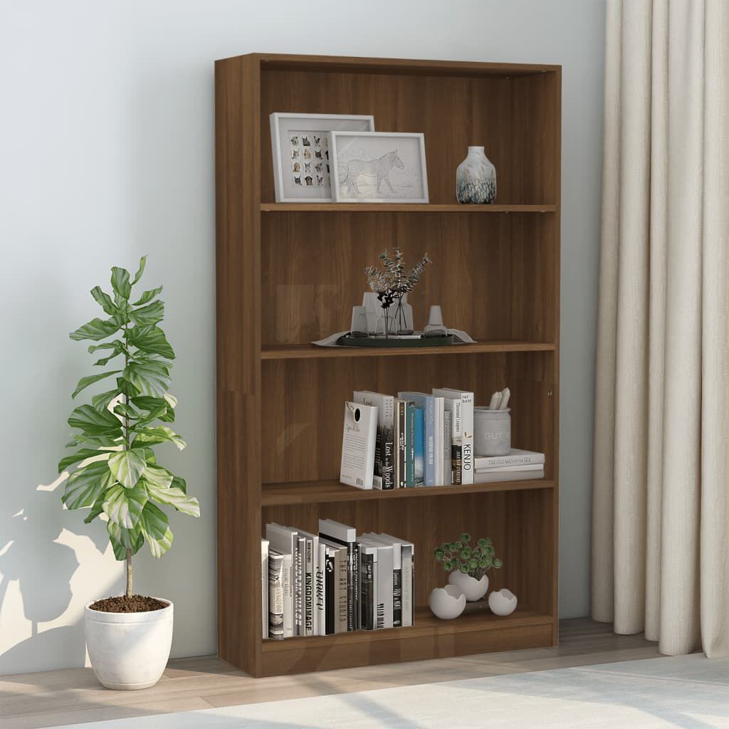 vidaXL Βιβλιοθήκη με 4 Ράφια Καφέ Δρυς 80x24x142 εκ. Επεξεργ. Ξύλο