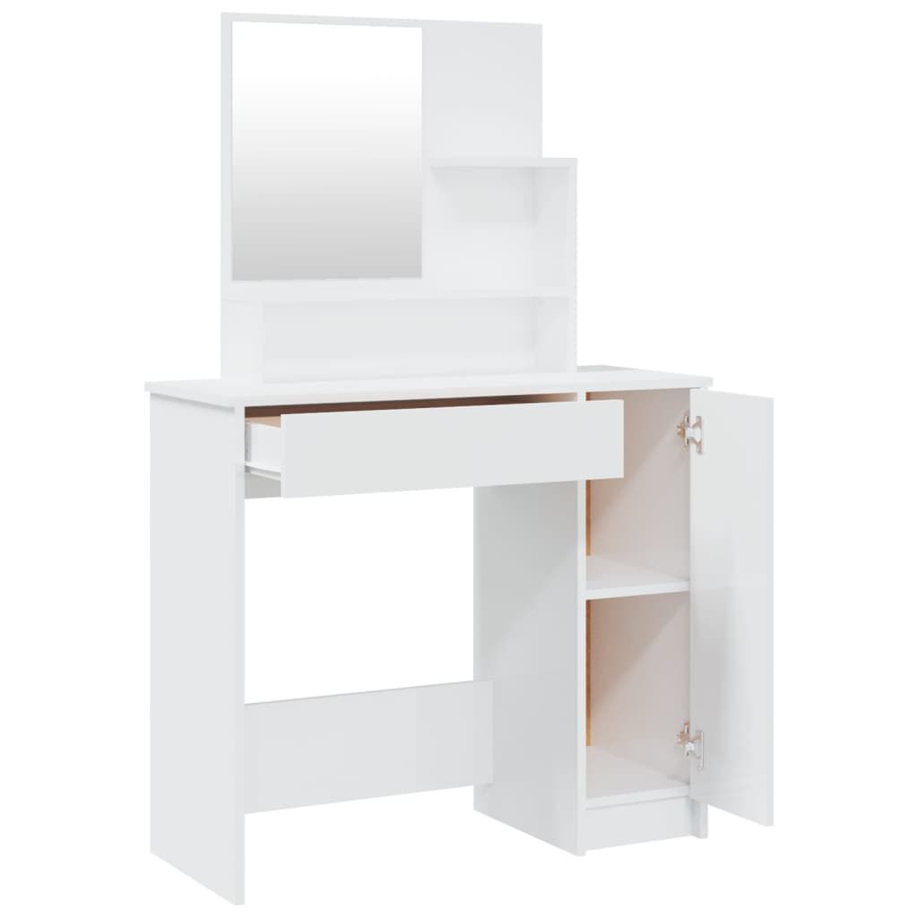 vidaXL Μπουντουάρ Σετ Γυαλιστερό Λευκό 86,5x35x136 εκ.