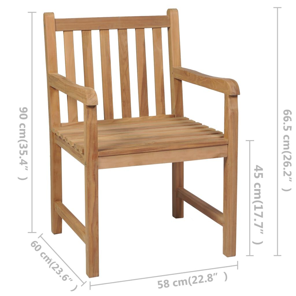 vidaXL Καρέκλες Κήπου 8 Τεμαχίων Μασίφ Ξύλο Teak με Μαύρα Μαξιλάρια