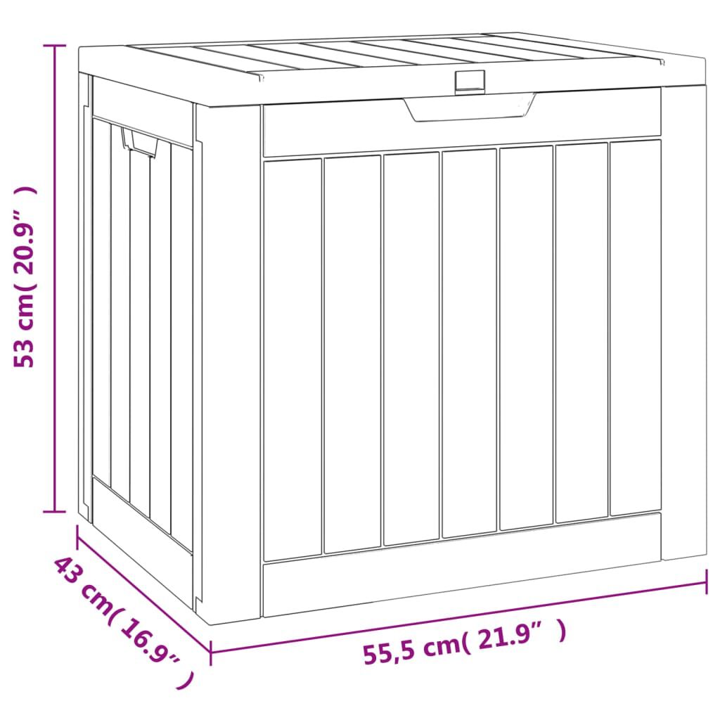 vidaXL Μπαούλο Αποθήκευσης Κήπου Μαύρο 55,5x43x53 εκ. Πολυπροπυλένιο