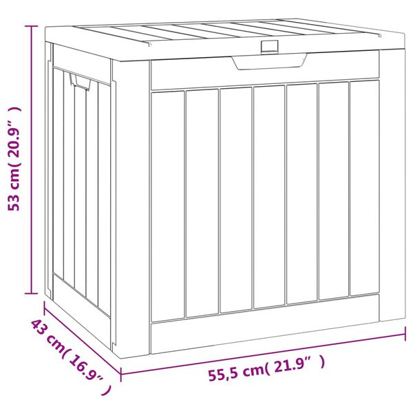 vidaXL Μπαούλο Αποθήκευσης Κήπου Μαύρο 55,5x43x53 εκ. Πολυπροπυλένιο