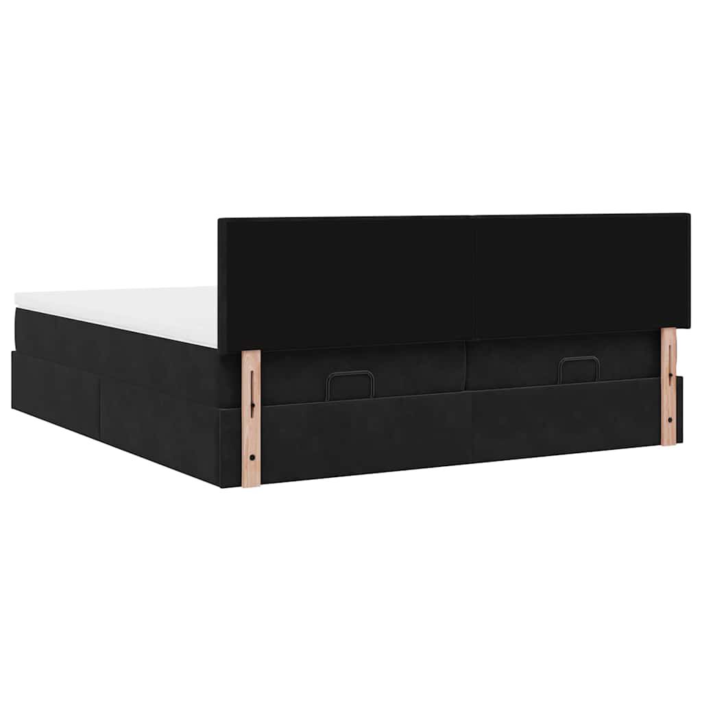 vidaXL Οθωμανικό κρεβάτι με στρώματα & LEDs Μαύρο 200x200cm Velvet
