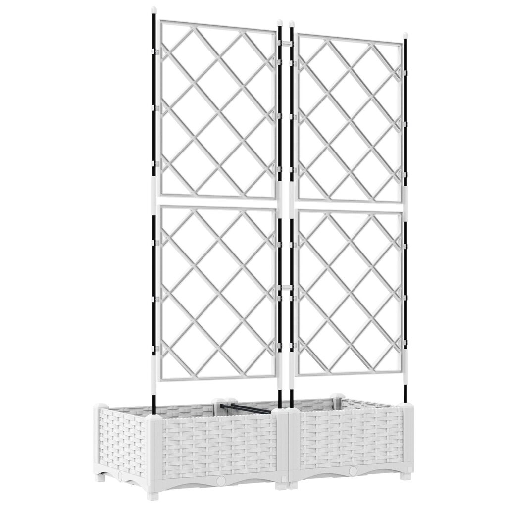 vidaXL Γλάστρα Κήπου με Στήριγμα 2 τεμ Λευκή 80x40x125.5 εκ