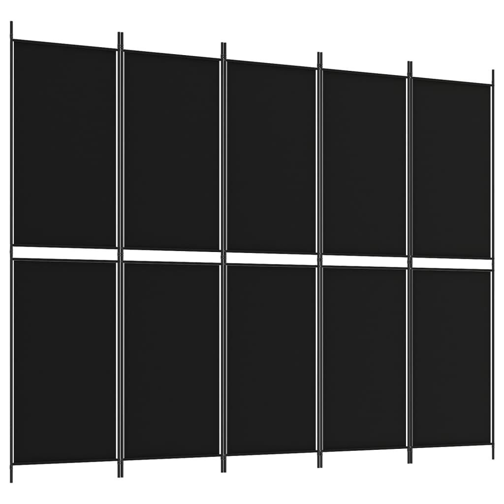 vidaXL Διαχωριστικό Δωματίου με 5 Πάνελ Μαύρο 250x200 εκ. από Ύφασμα