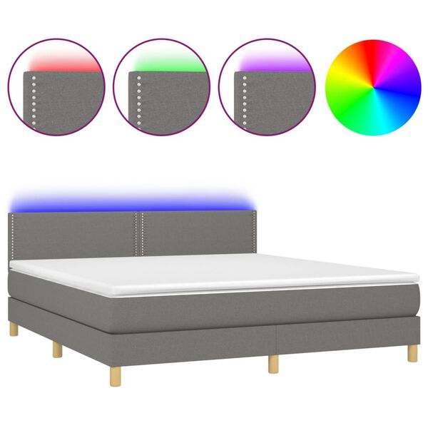 vidaXL &Kappa;&rho;&epsilon;&beta;ά&tau;&iota; Boxspring &mu;&epsilon; &Sigma;&tau;&rho;ώ&mu;&alpha; & LED &Sigma;&kappa;.&Gamma;&kappa;&rho;&iota; 180x200 &epsilon;&kappa; &Upsilon;&phi;&alpha;&sigma;&mu;ά&tau;&iota;&nu;&omicron;