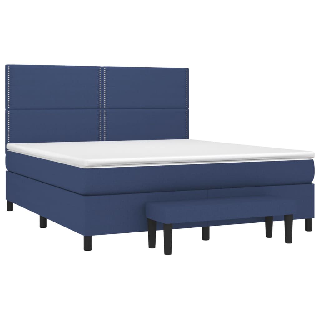 vidaXL Κρεβάτι Boxspring με Στρώμα Μπλε 160x200 εκ. Υφασμάτινο