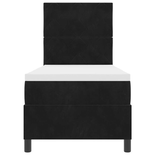 Κρεβάτι Box Spring με Στρώμα & LED μαύρο 80x200 εκ Βελούδο