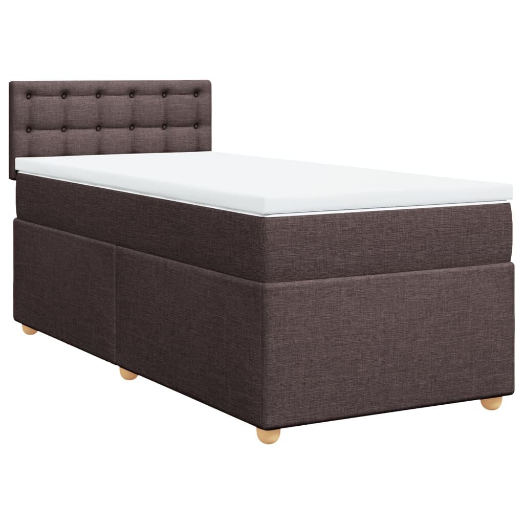 vidaXL Κρεβάτι Boxspring με Στρώμα Σκούρο Καφέ 90x200 εκ. Υφασμάτινο