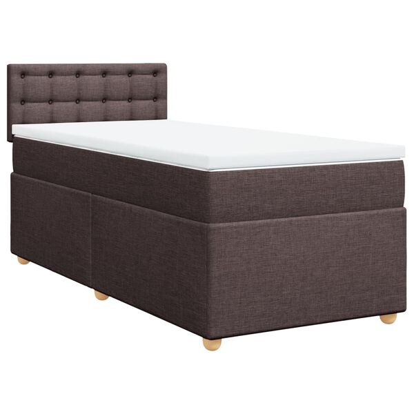 vidaXL Κρεβάτι Boxspring με Στρώμα Σκούρο Καφέ 90x200 εκ. Υφασμάτινο