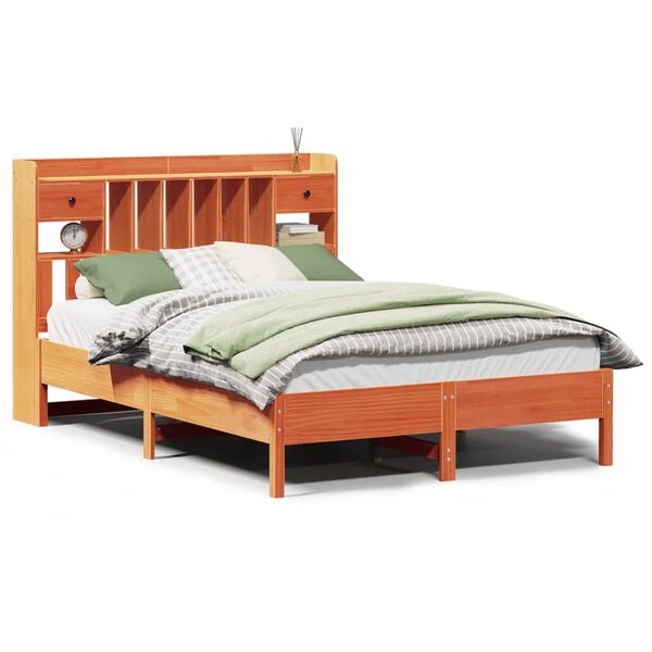 vidaXL Κρεβάτι Βιβλιοθήκη Χωρίς Στρώμα 150x200 εκ Μασίφ Ξύλο Πεύκου