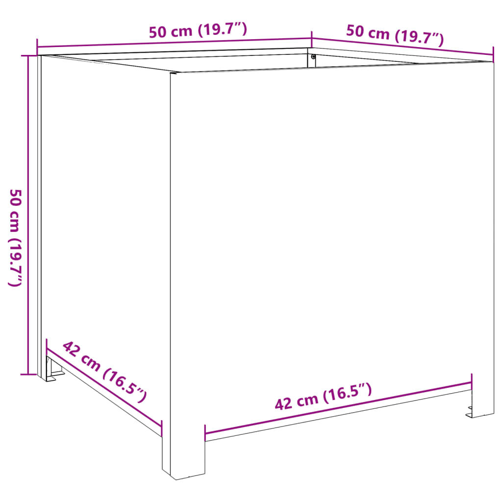vidaXL Ζαρντινιέρα Κήπου Ανθρακί 50x50x50 εκ. από Ατσάλι