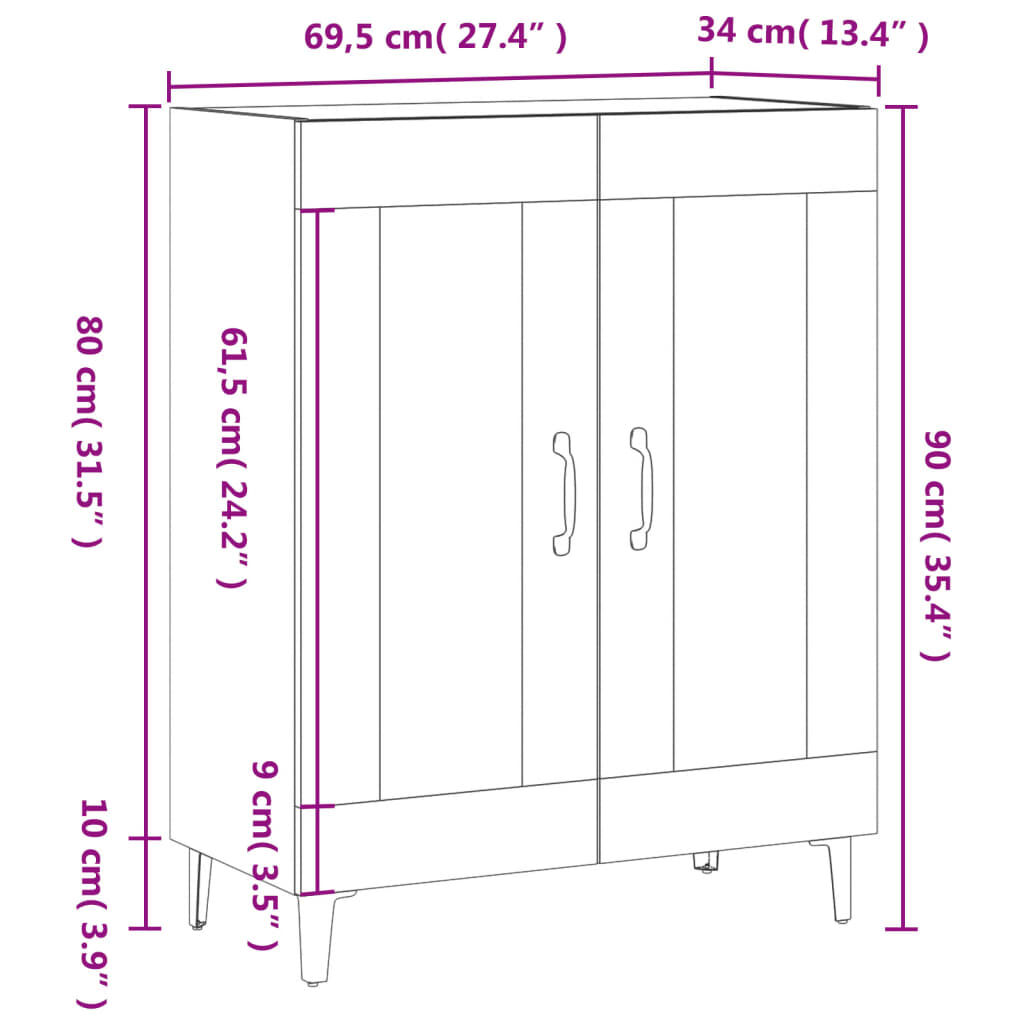 vidaXL Συρταριέρα Μαύρη 69,5 x 34 x 90 εκ. από Επεξεργασμένο Ξύλο