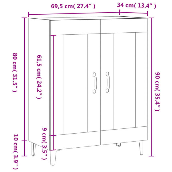 vidaXL Συρταριέρα Μαύρη 69,5 x 34 x 90 εκ. από Επεξεργασμένο Ξύλο