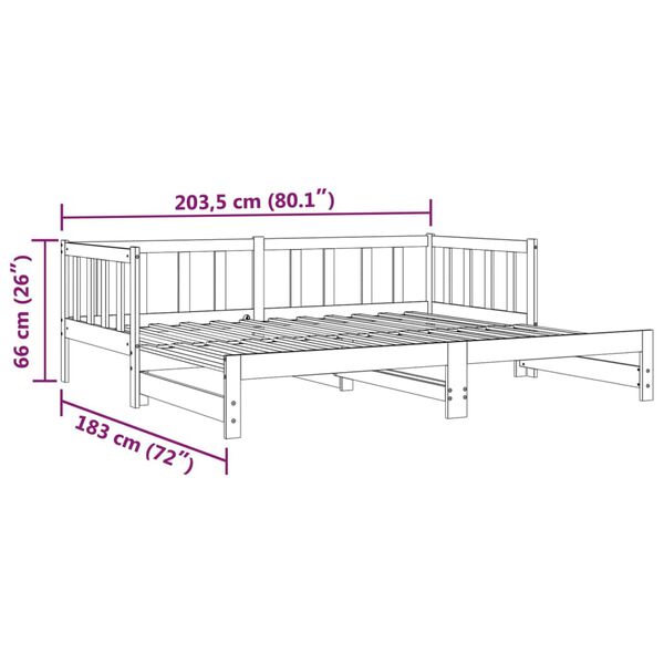 vidaXL Καναπές Κρεβάτι Συρόμενος 2x(90x200) εκ. από Μασίφ Ξύλο Πεύκου