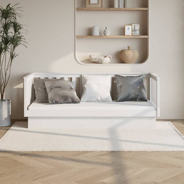 vidaXL Κρεβάτι ημέρας χωρίς στρώμα Λευκό 75x190 cm Στερεό ξύλο πεύκο
