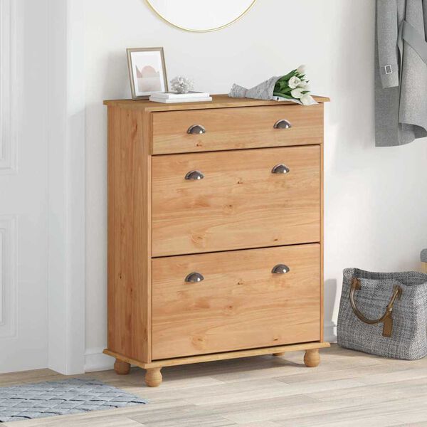 vidaXL Ντουλάπα Παπουτσιών με συρτάρι ASKIM Καφέ 85 x 35 x 108 εκ