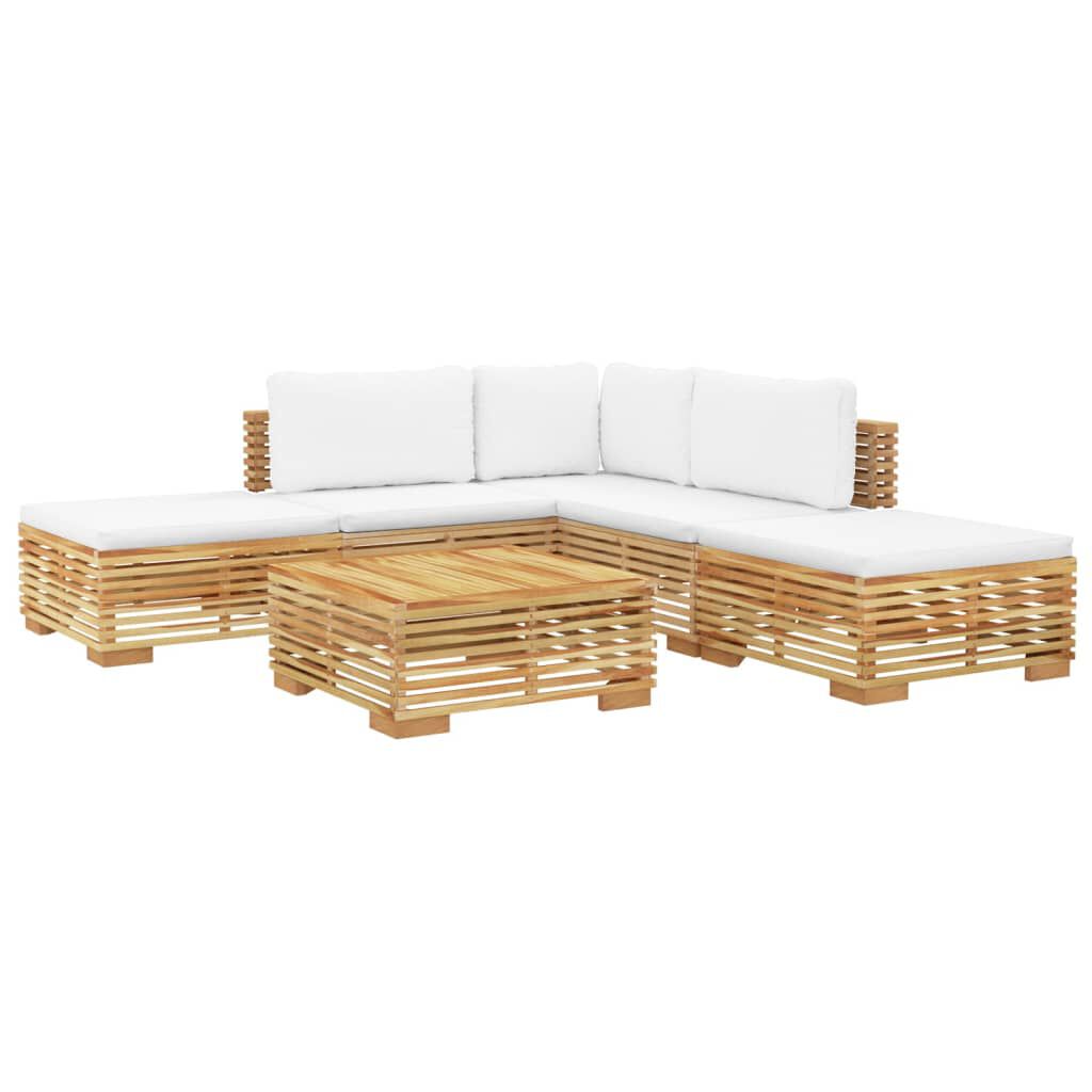 vidaXL Σαλόνι Κήπου Σετ 6 Τεμαχίων από Μασίφ Ξύλο Teak με Μαξιλάρια