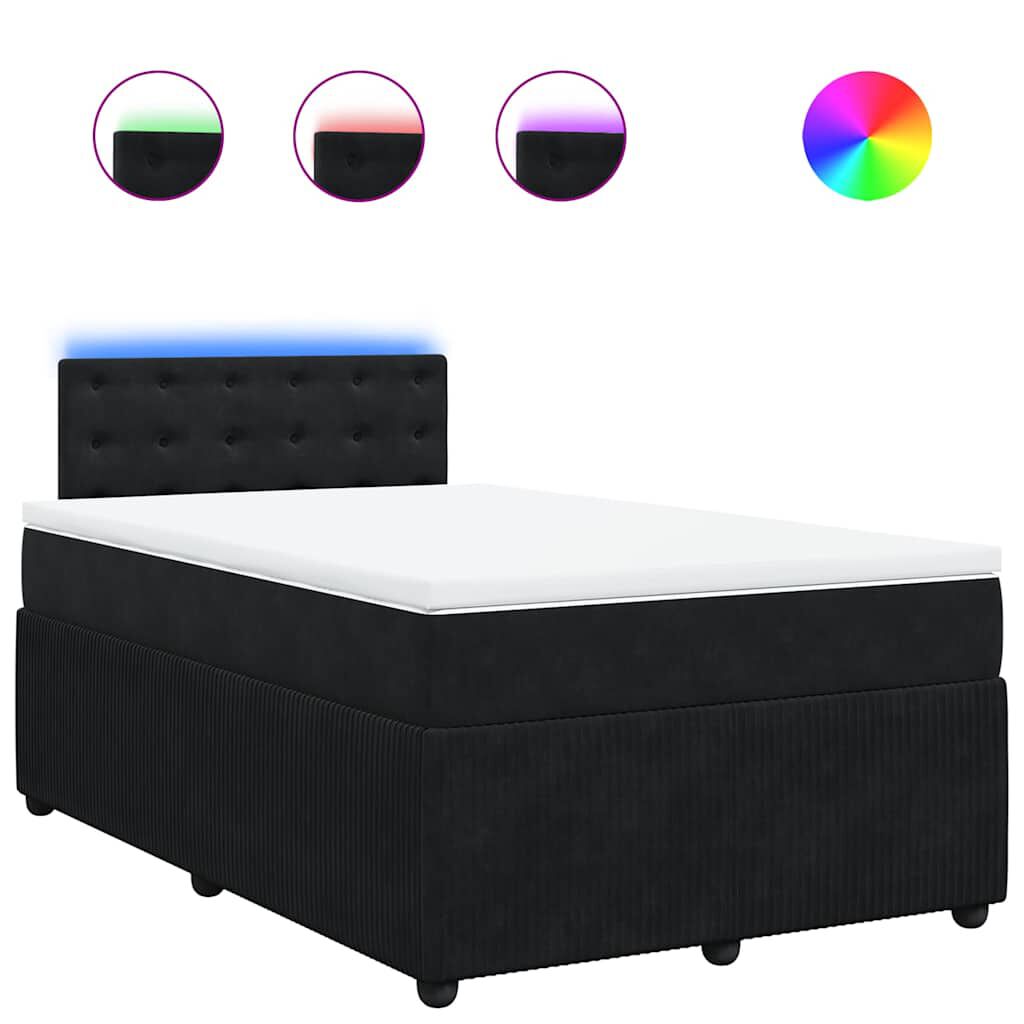 vidaXL Κρεβάτι Boxspring με Στρώμα Μαύρο 120 x 200 εκ. Βελούδινο