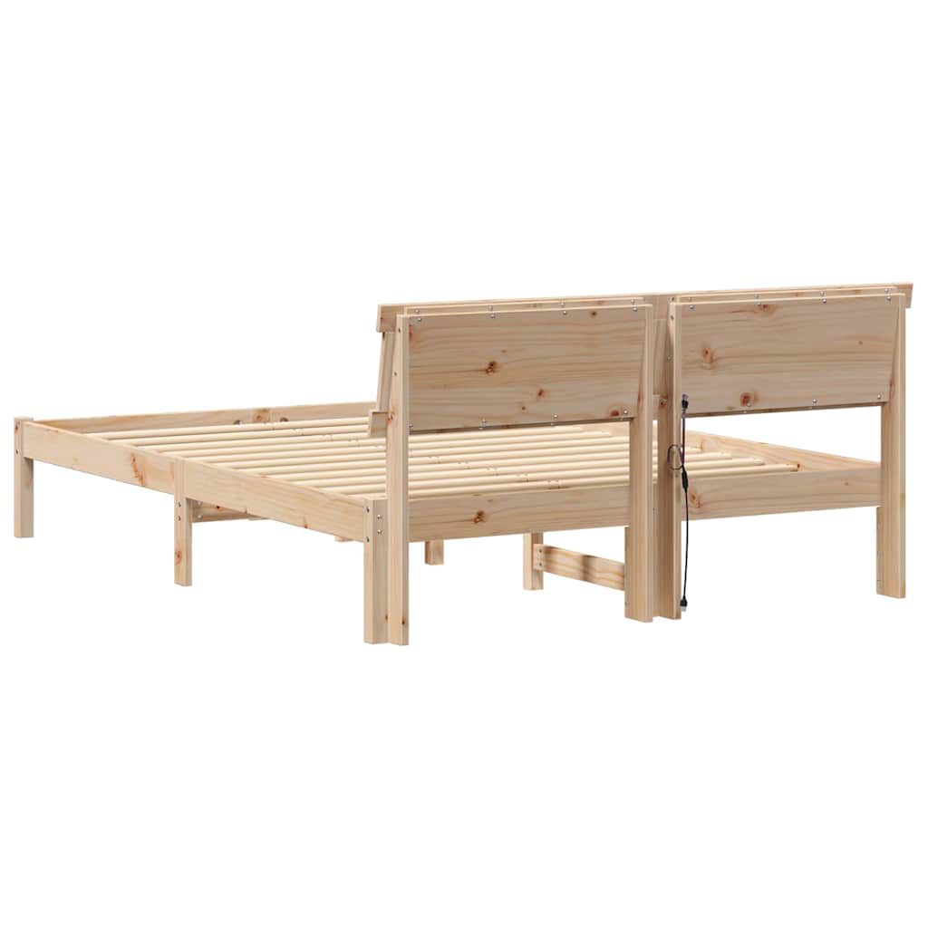 vidaXL Σκελετός Κρεβατιού Καφέ 120 x 190 cm Μασίφ ξύλο πεύκου