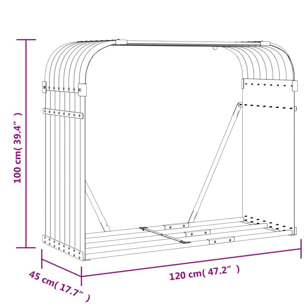 vidaXL Ξυλοθήκη Πράσινη 120 x 45 x 100 εκ. από Γαλβανισμένο Ατσάλι
