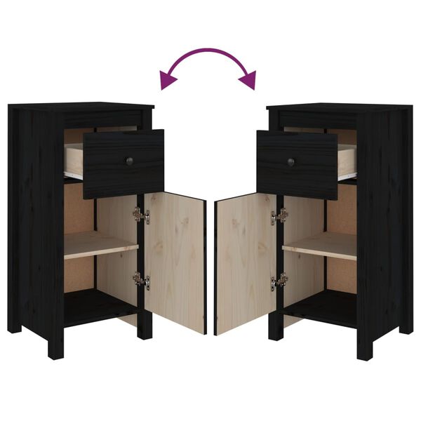 vidaXL Ντουλάπι Μαύρος 40x35x80 εκ. από Μασίφ Ξύλο Πεύκου