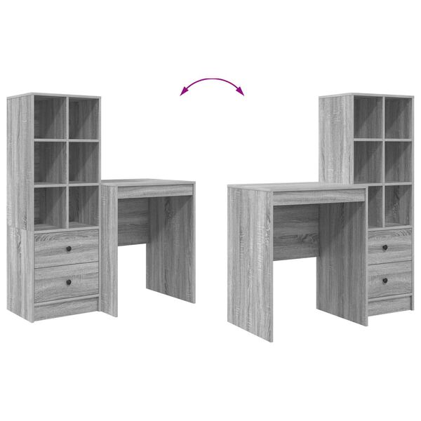 vidaXL Γραφείο με αποθηκευτικό χώρο 2 pcs Γκρι sonoma 60 x 50 x 76 εκ.