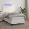 vidaXL Κρεβάτι Boxspring με Στρώμα & LED Λευκό 100x200 εκ. Συνθ. Δέρμα