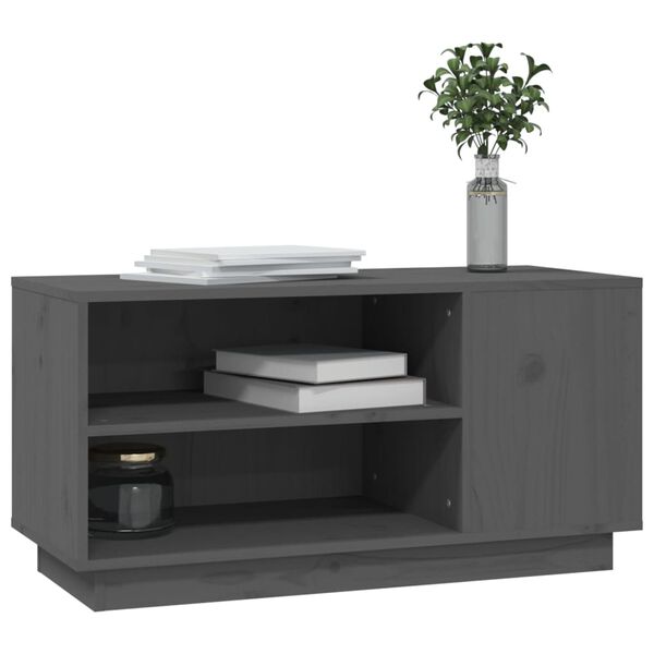 vidaXL Έπιπλο Τηλεόρασης Γκρι 80x35x40,5 εκ. από Μασίφ Ξύλο Πεύκου