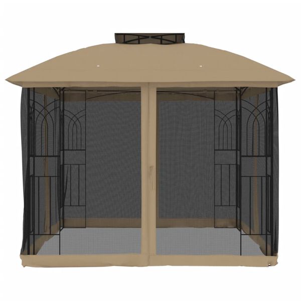 vidaXL Κιόσκι με Διπλούς Τοίχους/Δίχτυ Taupe 2,94x2,94 μ. από Ατσάλι