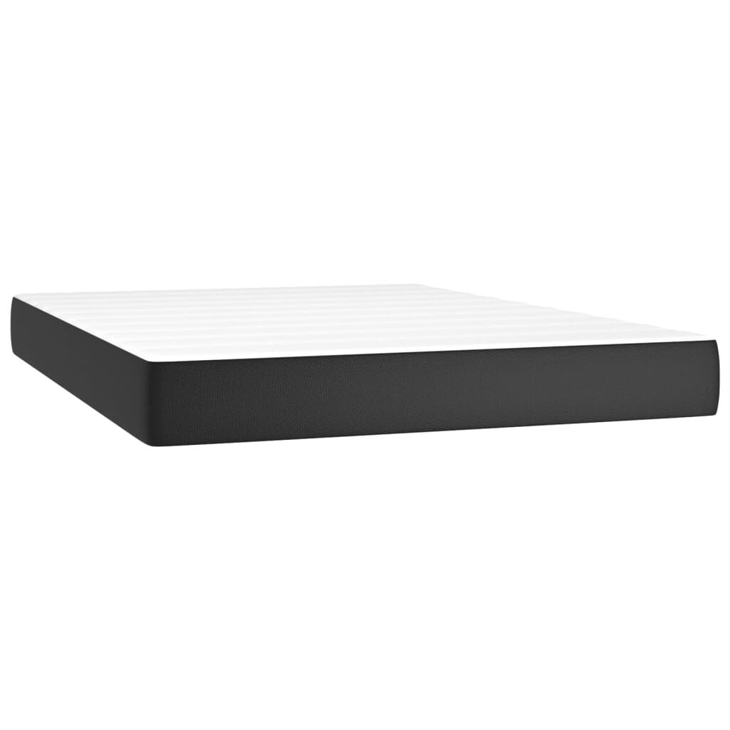 vidaXL Κρεβάτι Boxspring με Στρώμα & LED Μαύρο 140x200 εκ. Συνθ. Δέρμα