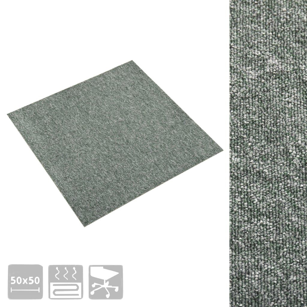 vidaXL Μοκέτα Πλακάκι 20 τεμ. Πράσινο 5 μ² 50x50 εκ.