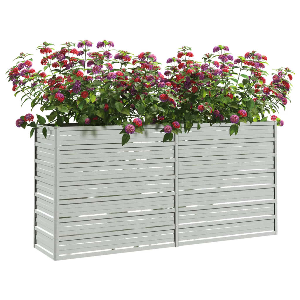 vidaXL Ζαρντινιέρα Υπερυψωμένη Ασημί 160x40x77 εκ. Γαλβανισμ. Χάλυβας