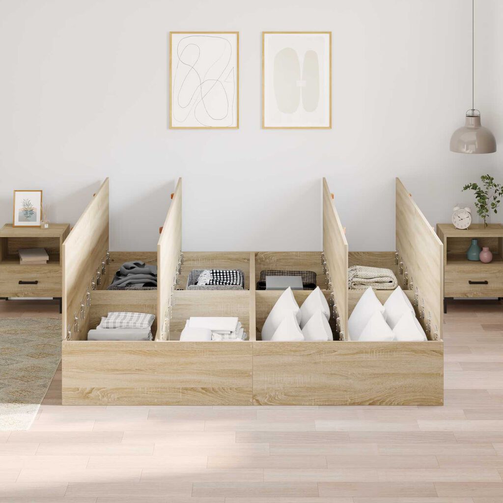 Κρεβάτι αποθήκευσης vidaXL από Sonoma Oak 200x200 εκ.
