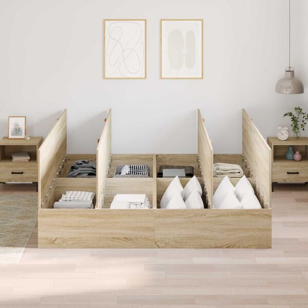 Κρεβάτι αποθήκευσης vidaXL από Sonoma Oak 200x200 εκ.