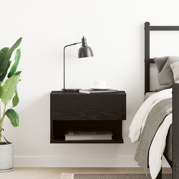 vidaXL Κομοδίνο Μαύρη δρυς 46 x 29.5 x 30 εκ. Επεξεργασμένο ξύλο