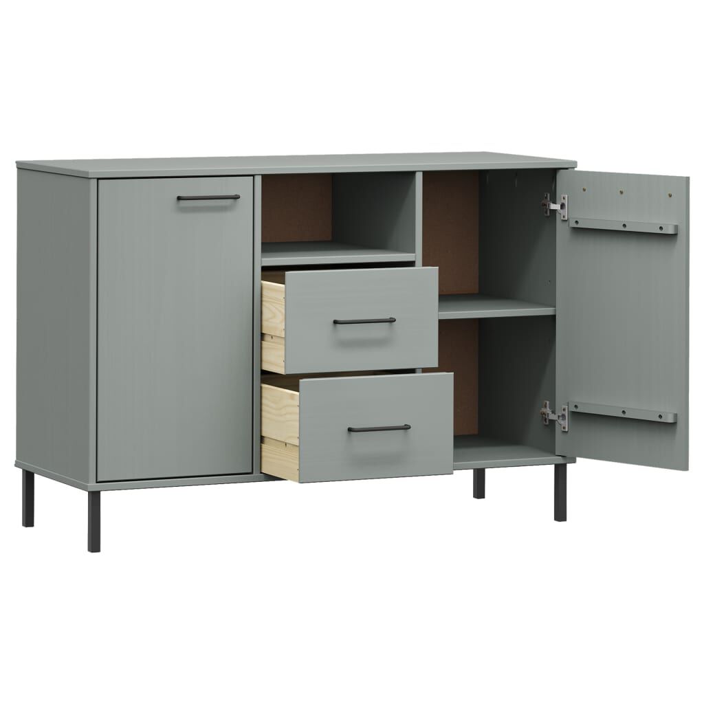 vidaXL Ντουλάπι OSLO Γκρι 113x40x77 εκ. Μασίφ Ξύλο με Μετ. Πόδια