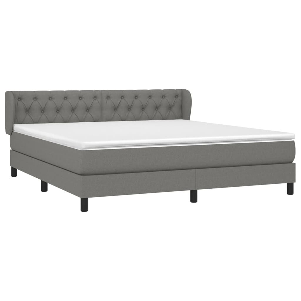 vidaXL Κρεβάτι Boxspring με Στρώμα Σκούρο Γκρι 160x200 εκ Υφασμάτινο