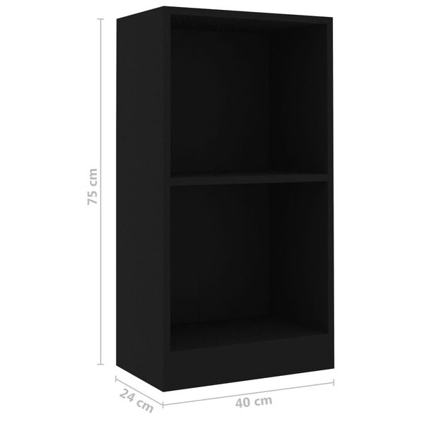 vidaXL Βιβλιοθήκη Μαύρο 40x24x75 εκ. από Επεξ. Ξύλο