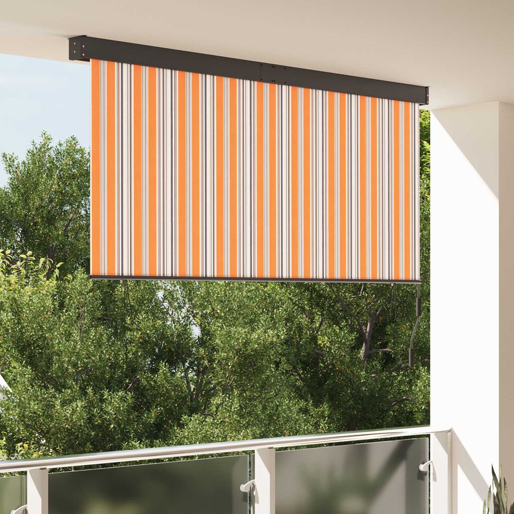 vidaXL Εξωτερικό ρολό Ριγέ Κίτρινο και μπλε 220 x 250 cm ύφασμα