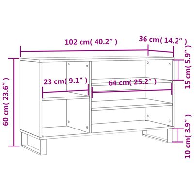 vidaXL Παπουτσοθήκη Γκρι Sonoma 102x36x60 εκ. από Επεξεργασμένο Ξύλο