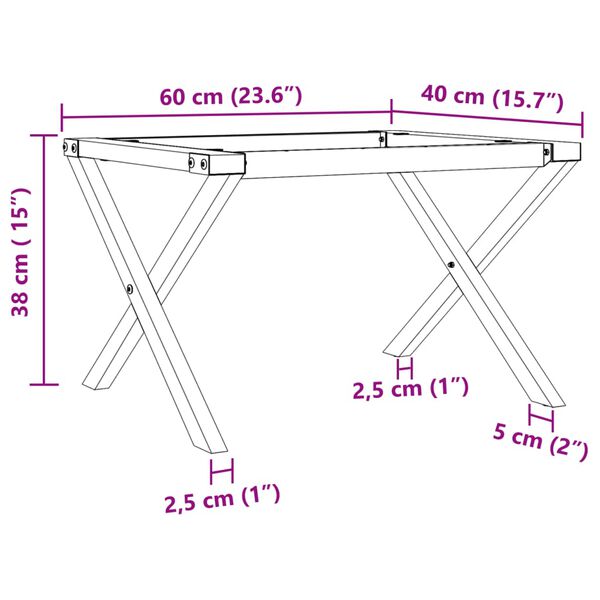 vidaXL Πόδια Τραπεζιού Σαλονιού σε Σχήμα «Χ» 60x40x38 εκ. Ατσάλι