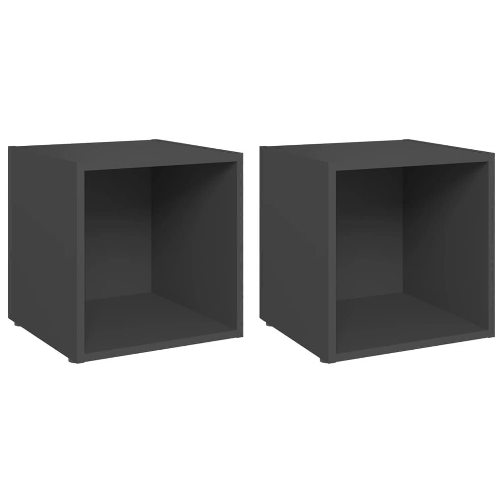 vidaXL Έπιπλα Τηλεόρασης 2 τεμ. Γκρι 37 x 35 x 37 εκ. από Επεξ. Ξύλο