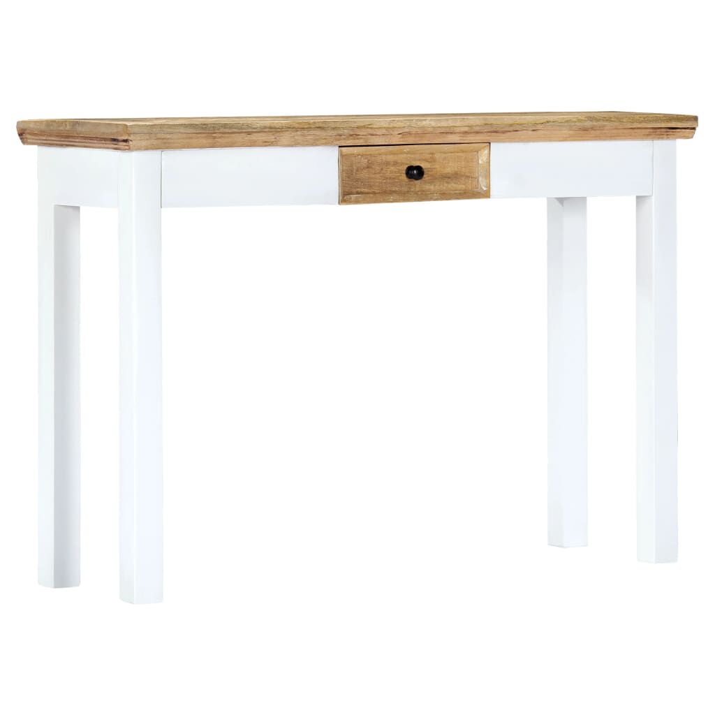 vidaXL Τραπέζι Κονσόλα Λευκό/Καφέ 110x35x75 εκ. από Μασίφ Ξύλο Μάνγκο